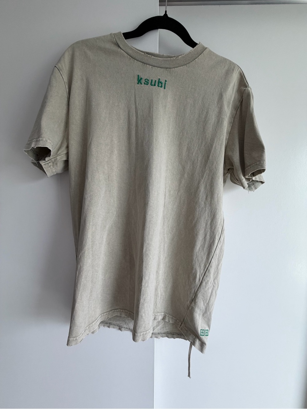 Ksubi Kids Beige Tee with Green Logo